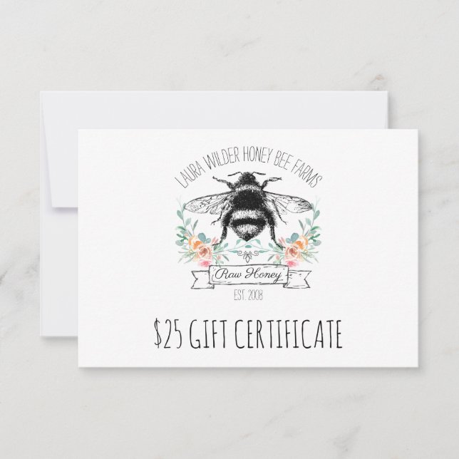 Certificado de regalo para apicultores de abeja de (Anverso)