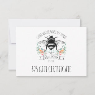 Certificado de regalo para apicultores de abeja de