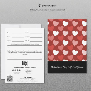 Certificado de regalo para El día de San Valentín 