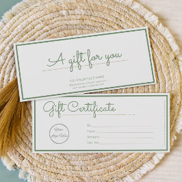 Certificado de regalo para el negocio del logotipo