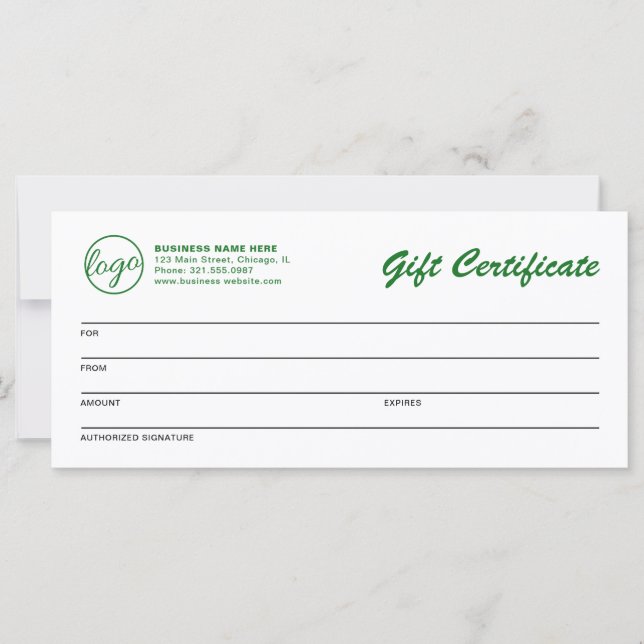 Certificado de regalo para empresas ecológicas con (Anverso)