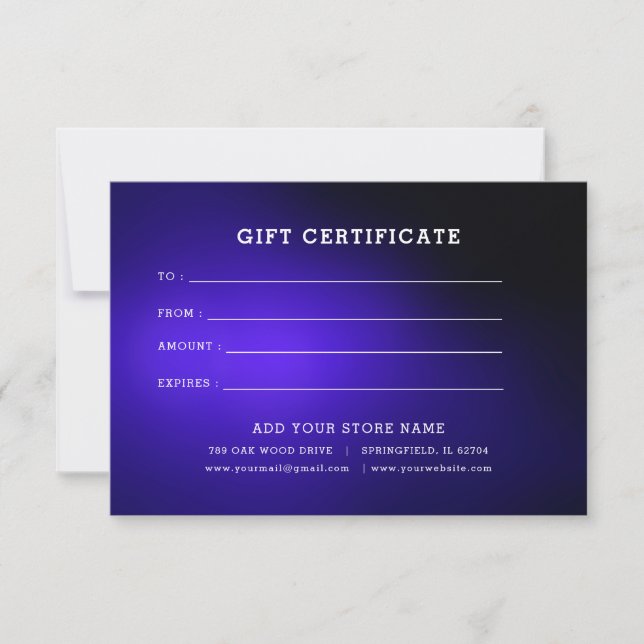 Certificado de regalo para empresas minimalistas c (Anverso)