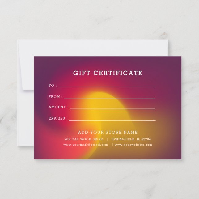 Certificado de regalo para empresas minimalistas c (Anverso)