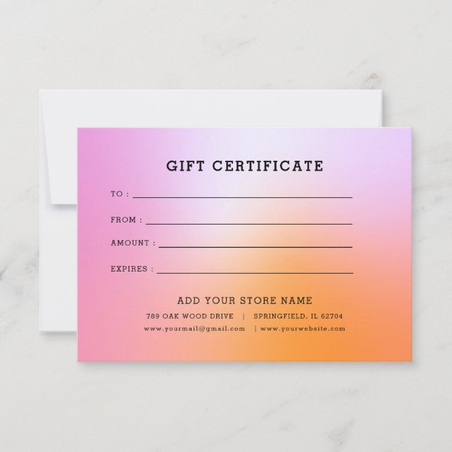 Certificado de regalo para empresas minimalistas c (Anverso)