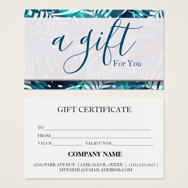 Certificado de regalo para empresas sencillo y mod (Anverso y reverso)