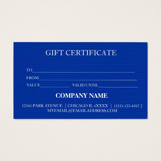 Certificado de regalo para empresas sencillo y mod (Atrás)
