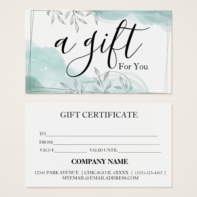 Certificado de regalo para empresas sencillo y mod (Anverso y reverso)