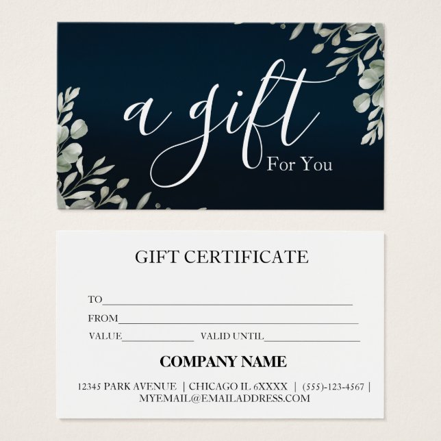 Certificado de regalo para empresas sencillo y mod (Anverso y reverso)