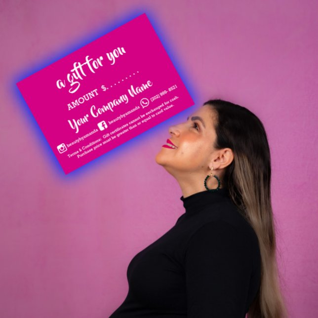 Certificado de regalo para empresas Tienda en líne (Business Gift Certificate Online Shop Pink Berry)