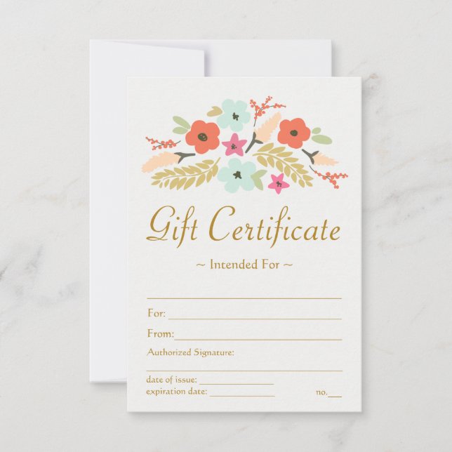 Certificado de regalo para flores (Anverso)