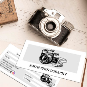 Certificado de regalo para fotógrafo de cámara mod