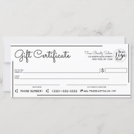 Certificado de regalo para la comprobación del log