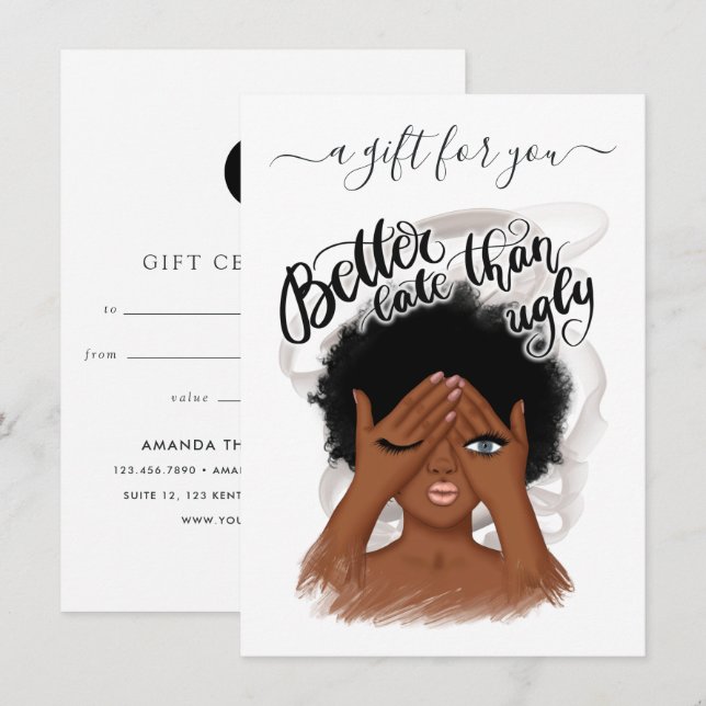Certificado de regalo para mujer negra de buen hum (Anverso / Reverso)