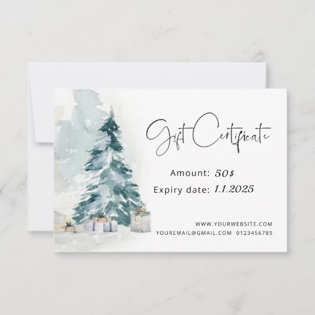 Certificado de regalo para Navidades de árbol de N (Anverso)