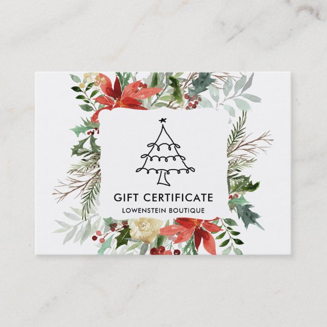 Certificado de regalo para Navidades de flores de  (Anverso)