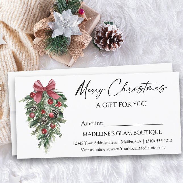 Certificado de regalo para Navidades de tinta de c (Customize to add more text to back of card.)