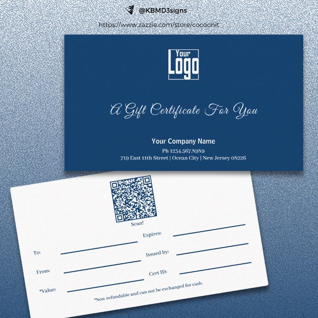 Certificado de regalo para pequeñas empresas en bl (Modern Blue White Small Business Gift Certificate)