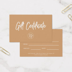 Certificado de regalo para pequeñas empresas moder