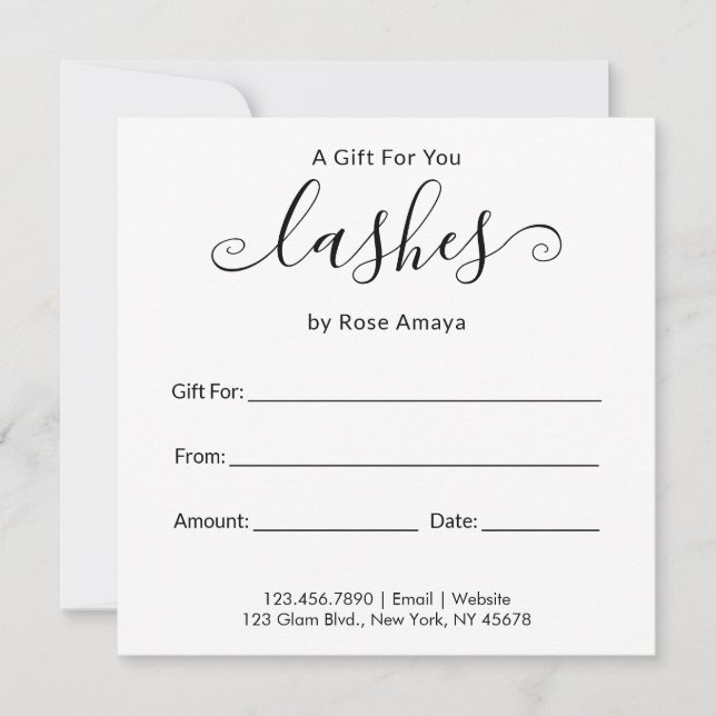 Certificado de regalo para salón de belleza de cal (Anverso)