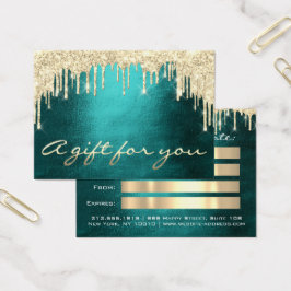 Certificado de regalo Perforación Verde azulada de