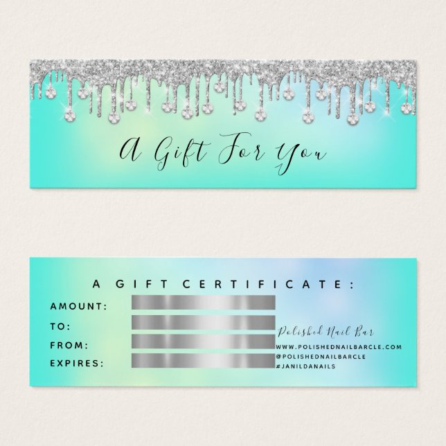 Certificado de regalo Perforaciones de la barra de (Anverso y reverso)