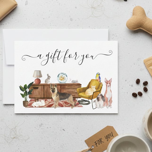 Certificado de regalo Perro Gato Mascota sentado c (Subido por el creador)