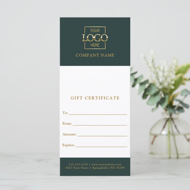 Certificado de regalo personalizado para negocios  (Anverso de pie)
