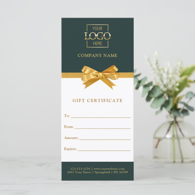 Certificado de Regalo Personalizado para Negocios  (Anverso de pie)