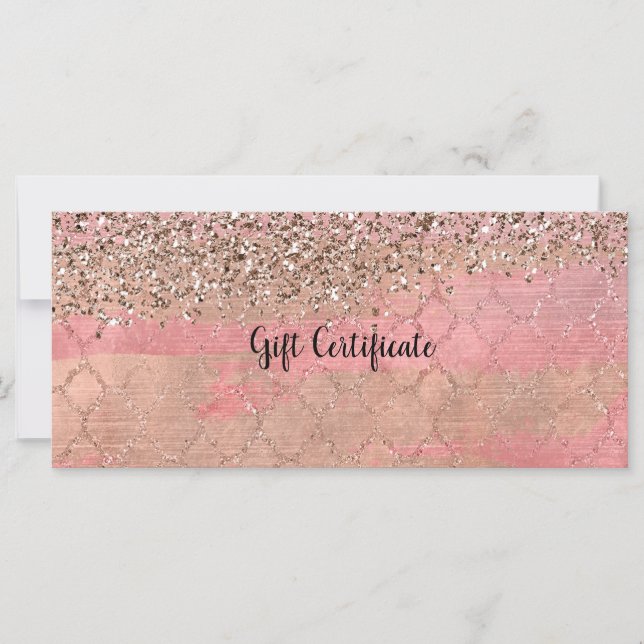 Certificado de regalo Pink Blush Glitter Moroccan  (Anverso)