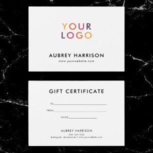 Certificado de regalo profesional moderno con logo