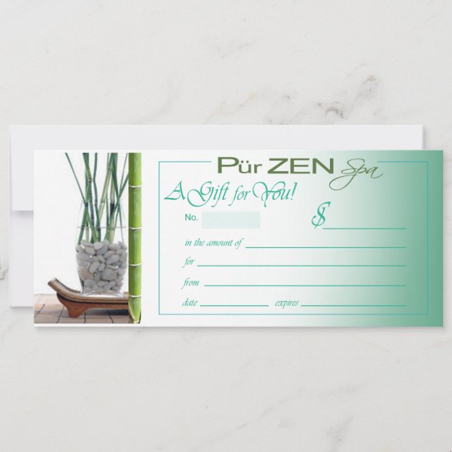 Certificado de regalo Pur Zen (aqua) (Anverso)