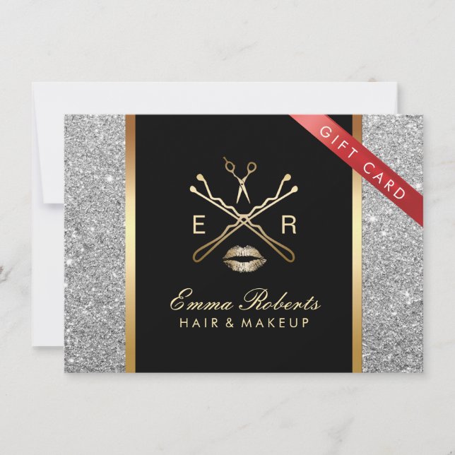 Certificado de regalo Purpurina de plata moderna m (Anverso)