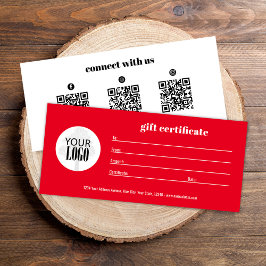 Certificado de regalo rojo del código QR del logot