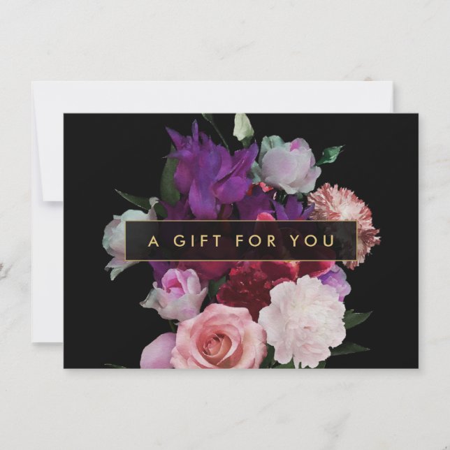 Certificado de regalo Romántico de Florales Oscura (Anverso)