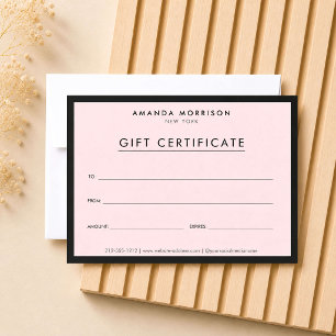 Certificado de Regalo Rosa de Lujo Minimalista