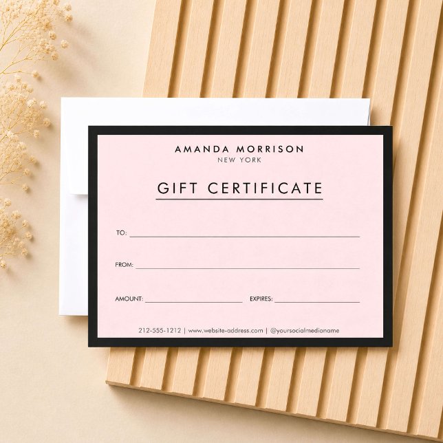 Certificado de Regalo Rosa de Lujo Minimalista (Subido por el creador)