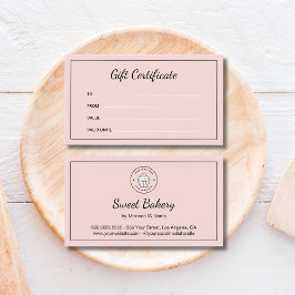 Certificado de regalo rosa de panadería con logoti