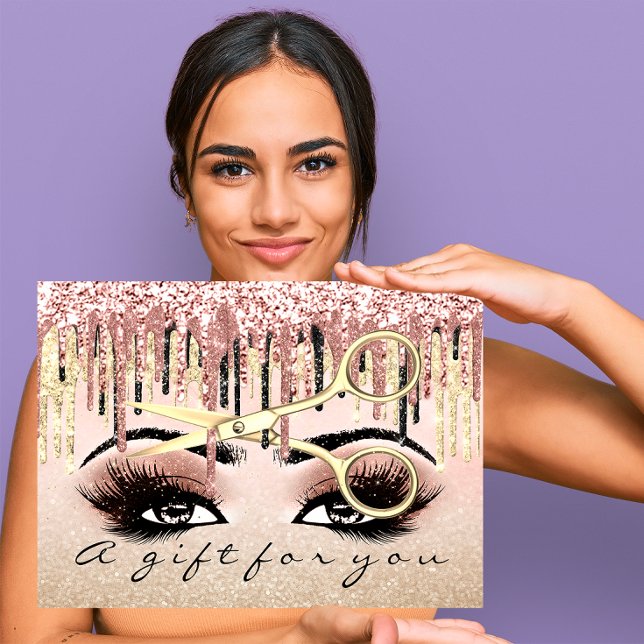 Certificado de regalo Rosa de peluquería lux Gold  (Gift Certificate Hairdresser Rose lux Gold Makeup)