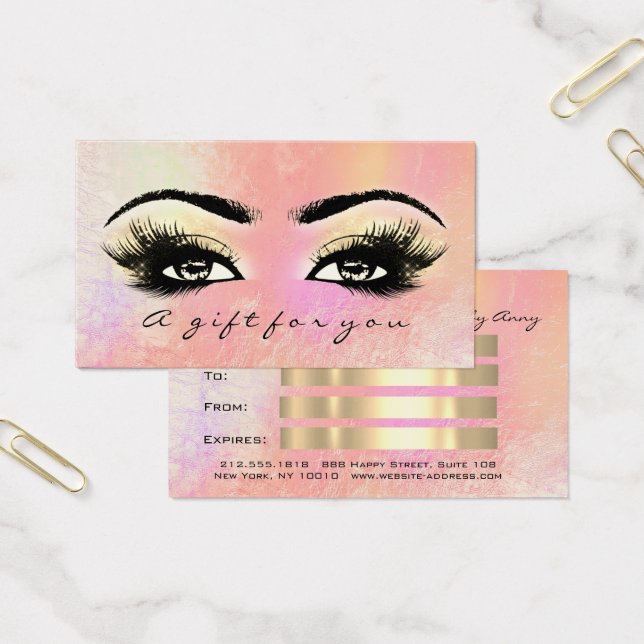 Certificado de regalo Rosa Ombre Lashes Maquillaje (Oficina)