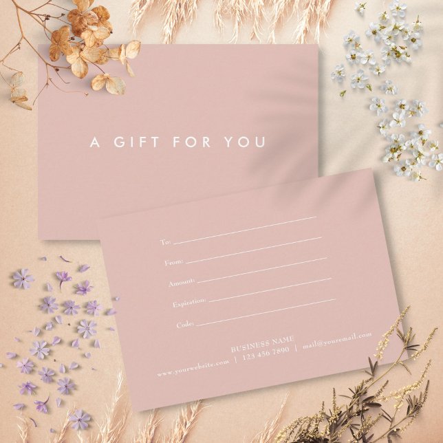 Certificado de regalo rosa simple y elegante para  (Simple Elegant Girly Pink Gift Certificate)
