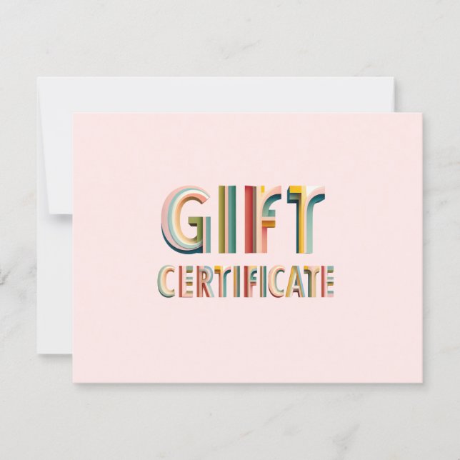 Certificado de Regalo Rosa Vintage Retro (Anverso)