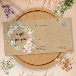 Certificado de regalo Rose Garland Rustic Kraft