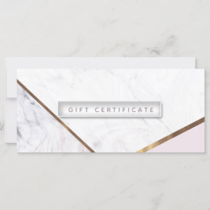 Certificado de regalo Rose Gold Marble Swirl & Blu