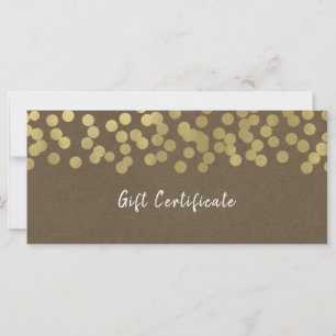 Certificado de regalo rústico chic moderno dorado 