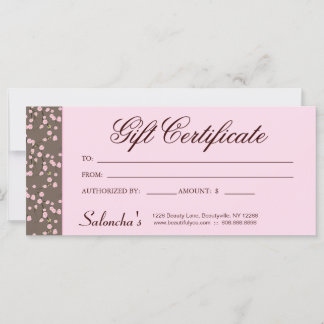 Certificado de regalo Salón de Masaje con flores d