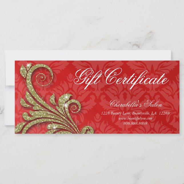 Certificado de regalo Salón de Navidad Purpurina S (Anverso)