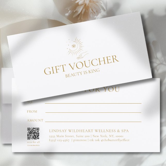 Certificado de Regalo Salón Estrellas Mano Ojo Lun (Moon Eye Hand Stars Salon White Gift Certificate
)