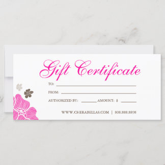 Certificado de regalo Salón Flor tropical rosa mar