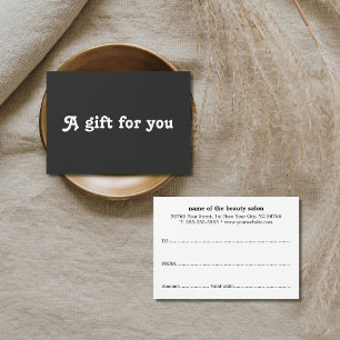 Certificado de Regalo Simple Elegante Blanco y Neg