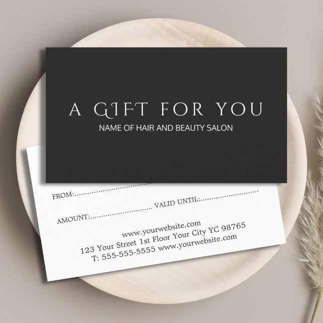 Certificado de regalo simple elegante negro y blan (Subido por el creador)